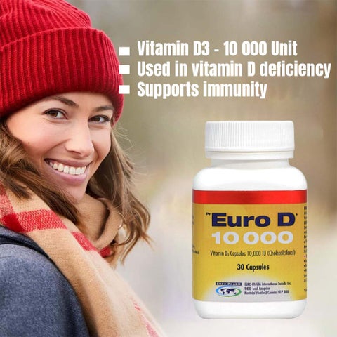 Euro D 10000IU Capsules, Pack of 30's