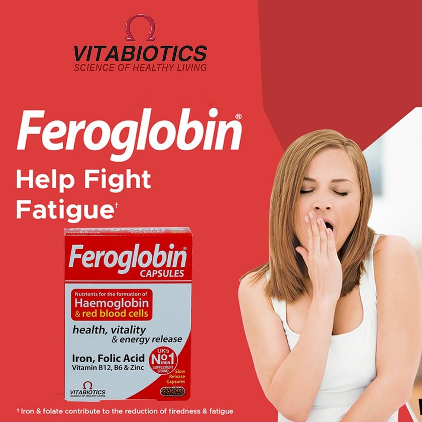 Vitabiotics Feroglobin B12 & Iron Capsules, Pack of 30’s