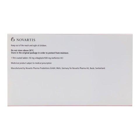 Galvusmet 50mg/500mg Film Coated Tablets, Pack of 60’s