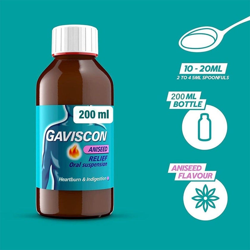 Gaviscon Liquid For Indigestion And Heartburn Aniseed Flavour 200ml