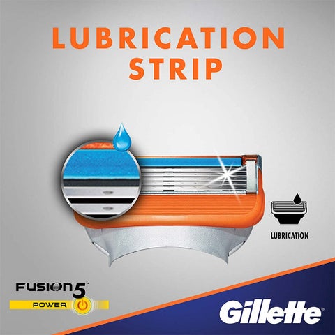 Gillette Fusion 5 Power Razor Blade Refill For Perfect Shave & Beard Shape, Pack of 2's