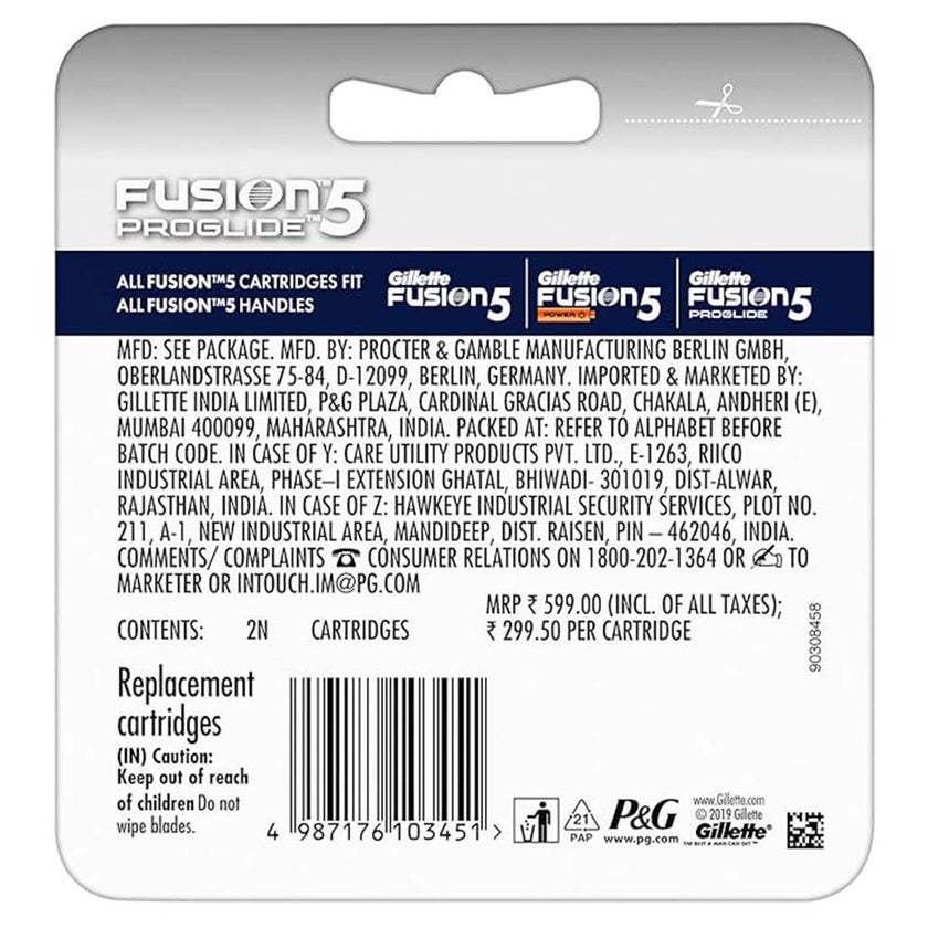 Gillette Fusion 5 ProGlide Men's Manual Razor Blades Refills, Pack of 2's