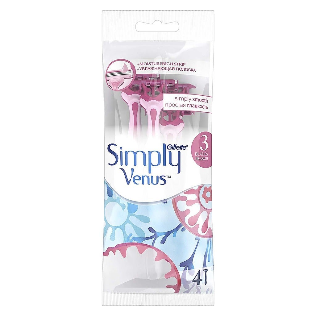 Gillette Simply Venus 3 Disposable Womens Razor, Pack of 4's - myAster