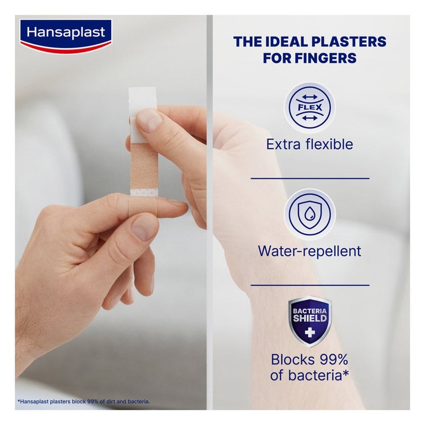 Hansaplast Water Repellent Finger Strips Elastic Plasters, Pack of 16’s