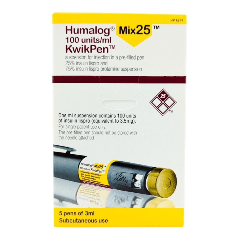 Humalog Color Humalog Mix 25 KwikPen 100IU/ml Pre-Filled Pen 3ml, Pack of 5's - myAster