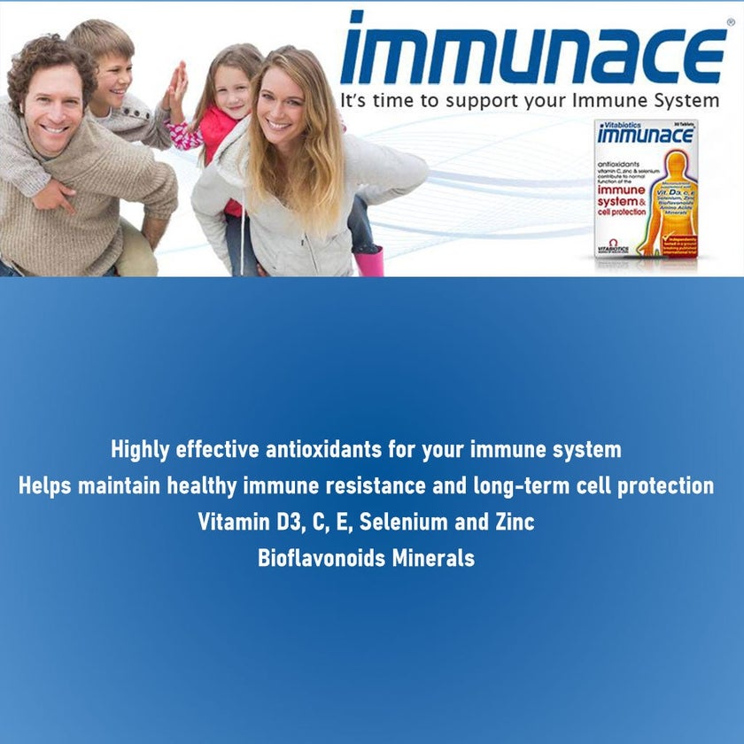 Vitabiotics Immunace Tablets With Antioxidants, Vitamins & Minerals For Healthy Immune System, Pack of 30's