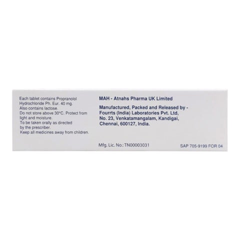 Inderal 40mg Tablets, Pack of 50's