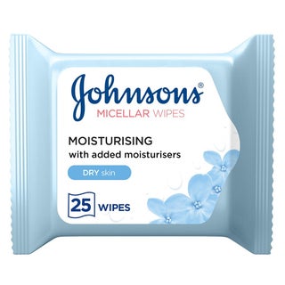 Johnson's Moisturising & Cleansing Makeup Remover Facial Micellar Wipes For Dry Skin, Pack of 25's