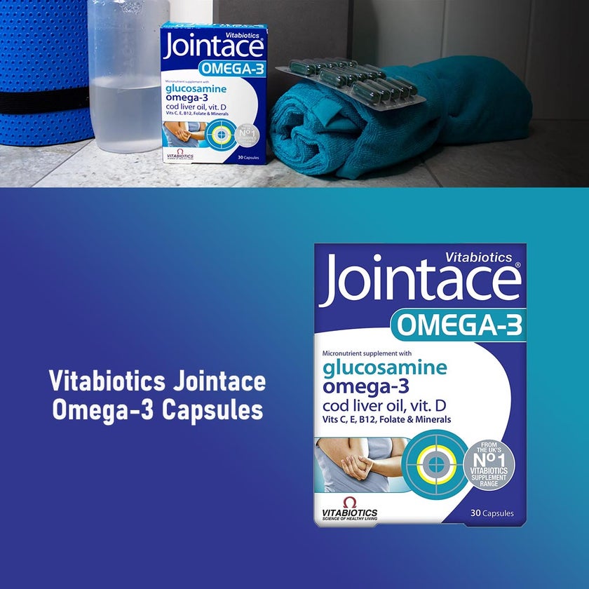 Vitabiotics Jointace Omega-3 Supplement With Glucosamine For Healthy Bone & Cartilage, Pack of 30's