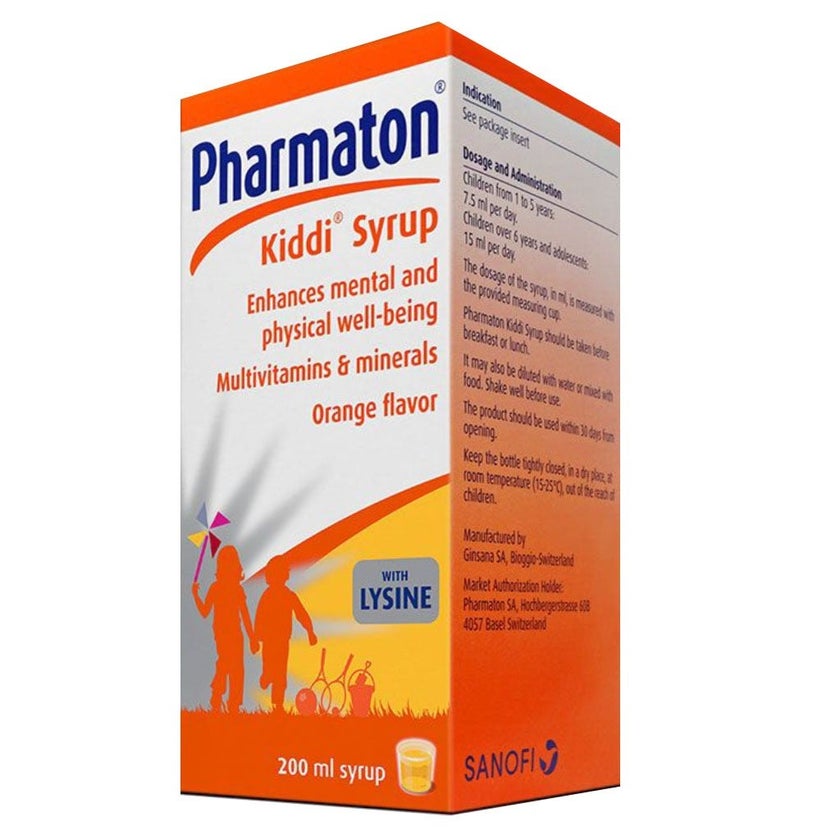 Pharmaton Kiddi Syrup with Multivitamins & minerals, Orange Flavor 200ml