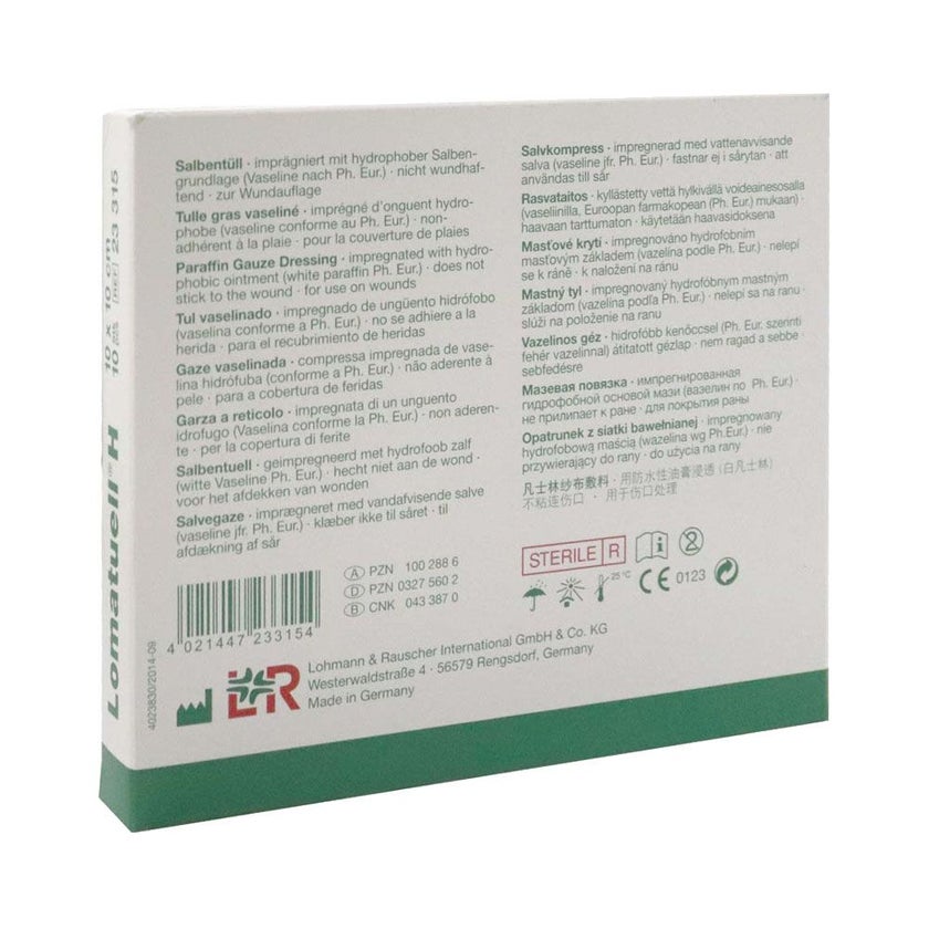 Lohmann & Rauscher Lomatuell H Paraffin Gauze Dressing 10 x 10cm, Pack of 10's