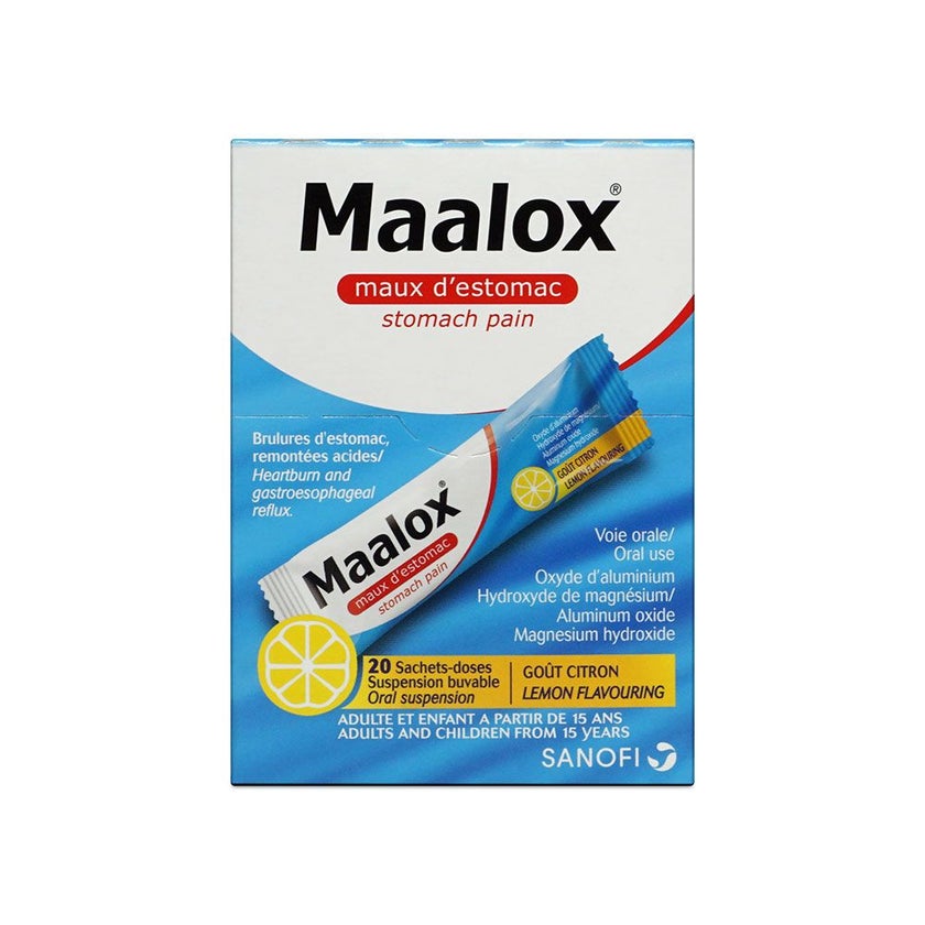 Maalox Oral Suspension Sachets For Stomach Pain And Heartburn Lemon Flavour, Pack of 20's