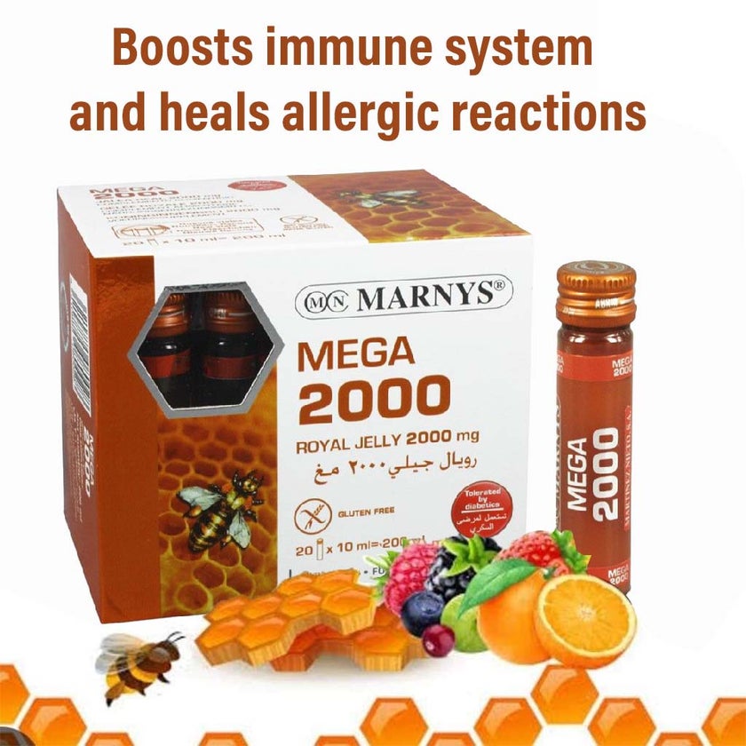 Marnys Mega 2000 Royal Jelly 10ml Vials, Pack of 20's