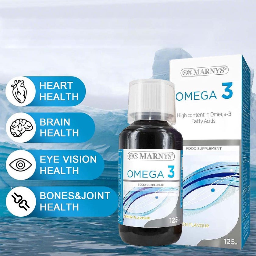 Marnys Omega 3 1200mg Fish Oil Supplement Liquid, Lemon Flavour 125ml