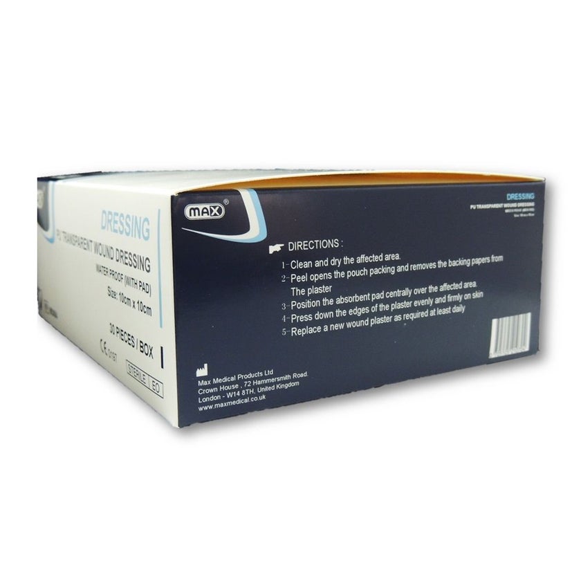 Max Transparent Wound Dressing 10 x 10cm, Pack of 30's