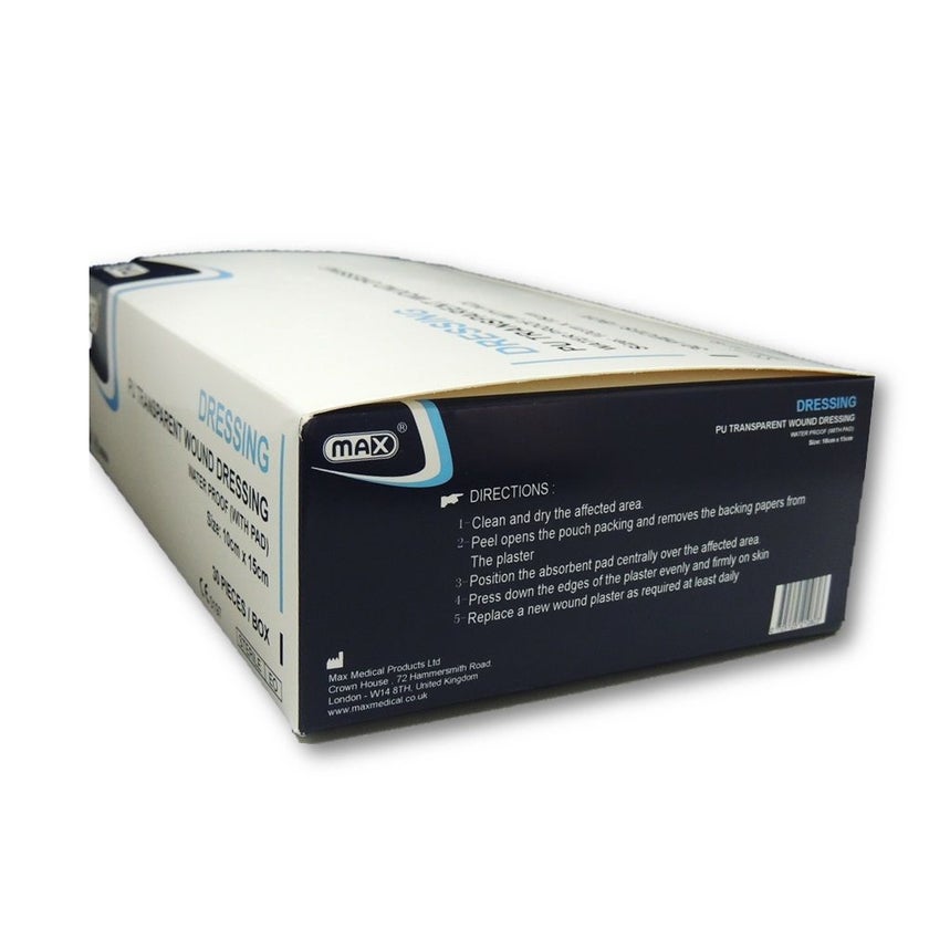 Max Dressing Max Transparent Wound Dressing 10 x 15cm, Pack of 30's - myAster