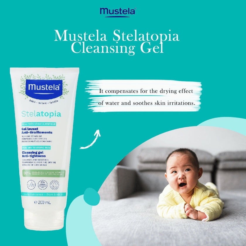Mustela Baby Stelatopia Cleansing Gel For Atopic Prone Skin, Fragrance-Free 200ml