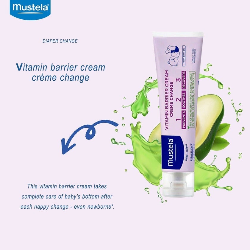 Mustela 1 2 3 Vitamin Barrier Baby Nappy Cream 50ml