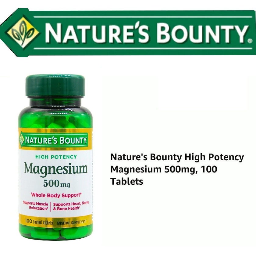 Nature's Bounty High Potency Magnesium 500mg Tablets, Pack of 100's