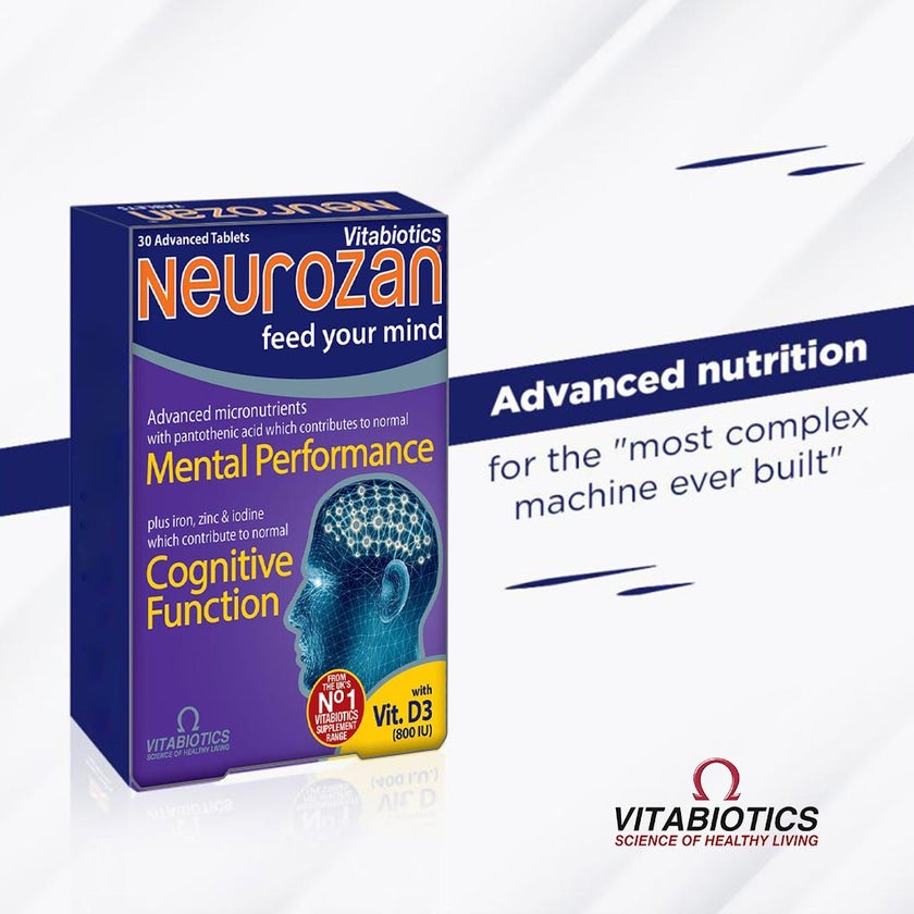 Vitabiotics Neurozan Mind Booster Supplement Tablets For Healthy Mental & Cognitive Function, Pack of 30's