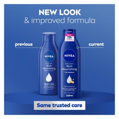 Nivea Rich Nourishing 72H Moisture Body Lotion For Dry To Very Dry Skin 250ml