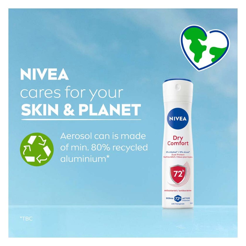 Nivea Dry Comfort Dual Protect 72H Deodorant Spray For Women 150ml