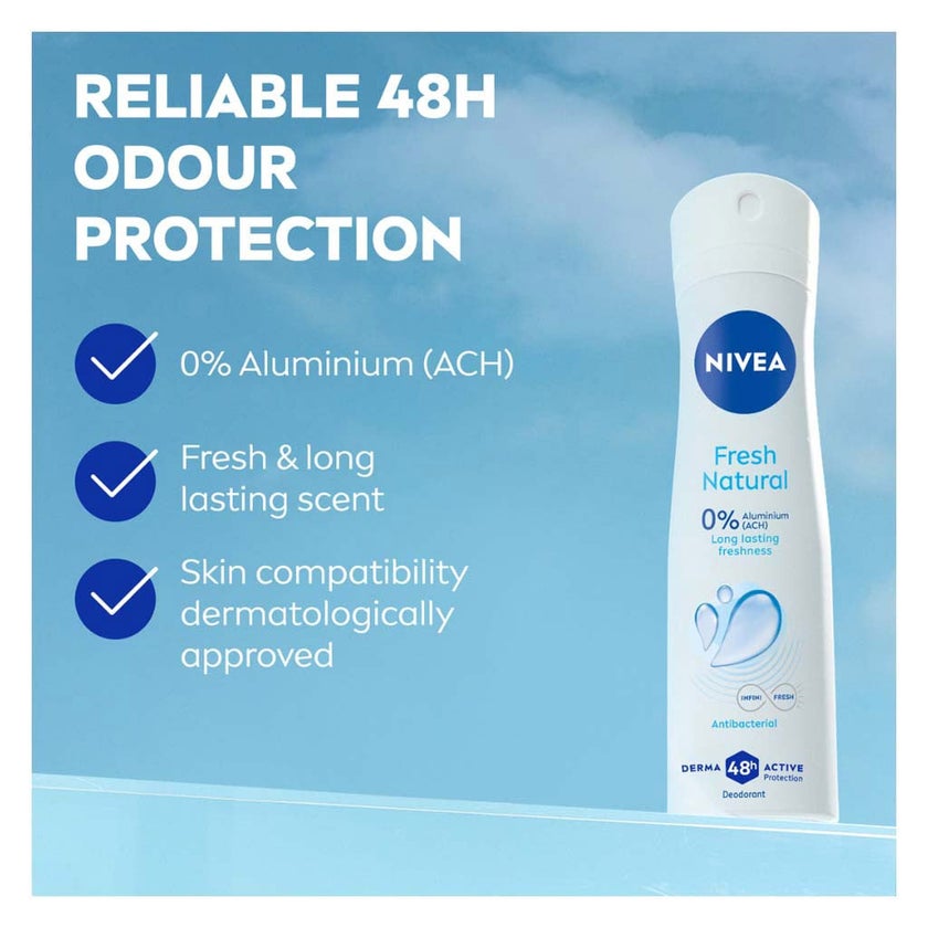 Nivea Fresh Natural Antibacterial 48H Antiperspirant Spray For Women 150ml
