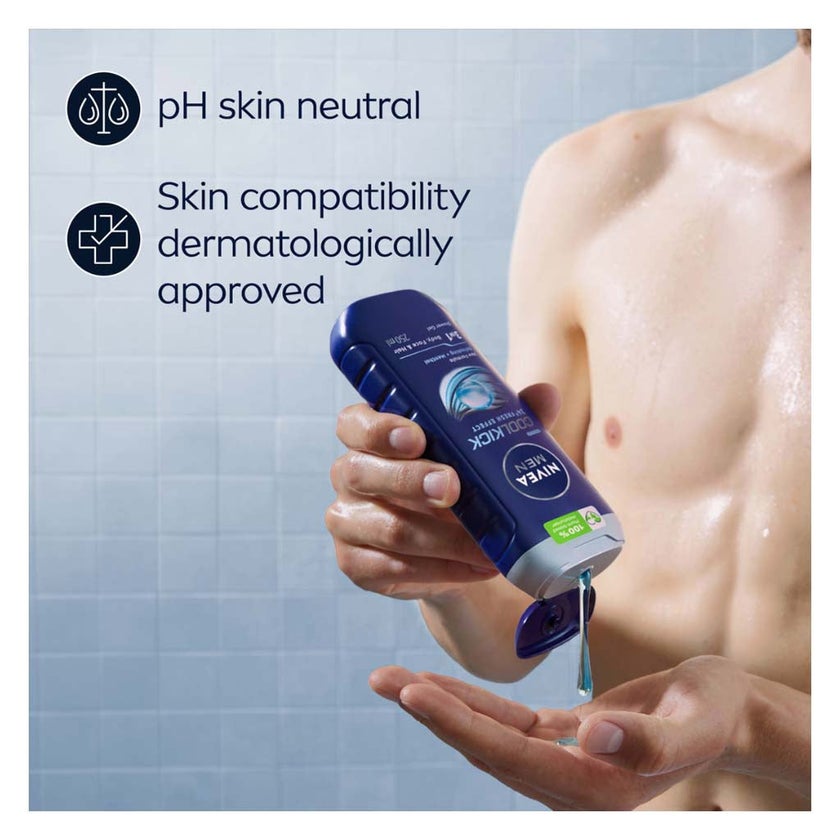 Nivea Men Cool Kick 24H Fresh Effect 3 in 1 Face, Body & Hair Shower Gel 250ml
