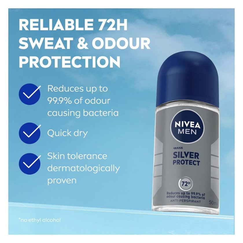Nivea Men Silver Protect 72H Antiperspirant Deo Roll On 50ml