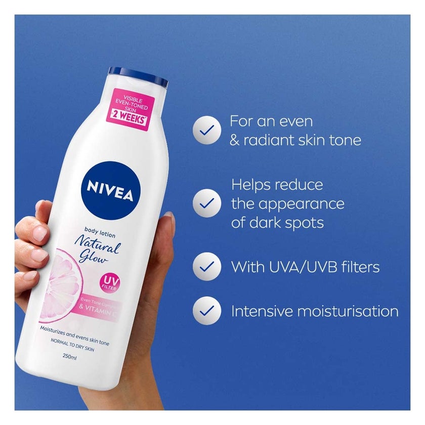 Nivea Natural Glow UV filter Body Lotion For Normal To Dry Skin 250ml