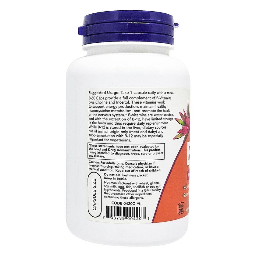 Now B 50 Vitamin B Complex Capsules, Pack of 100's