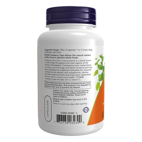 Now Cranberry Capsules With Vitamin C For Healthy Urinary Health, Pack of 100's
