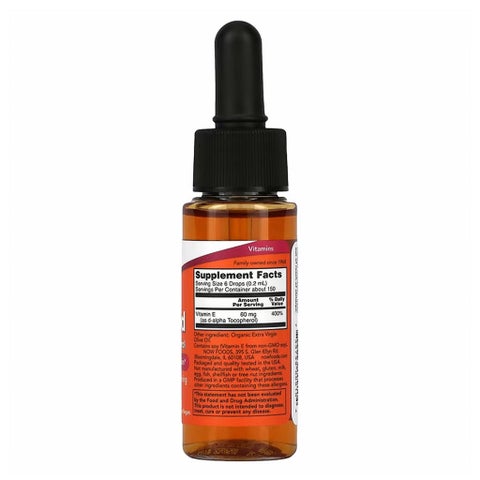 Now Vitamin E Liquid Drops, Plant Derived, For Antioxidant Support 30ml