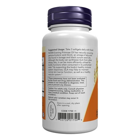 Now Evening Primrose Oil 500mg Softgels For Women's Skin Health & Immune Support, Pack of 100's