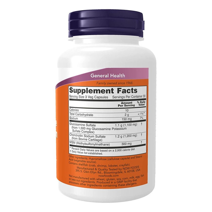 Now Glucosamine & Chondroitin With MSM Capsules, Pack of 90's