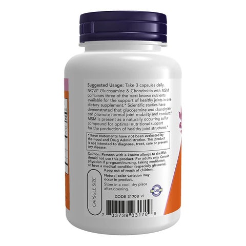 Now Glucosamine & Chondroitin With MSM Capsules, Pack of 90's
