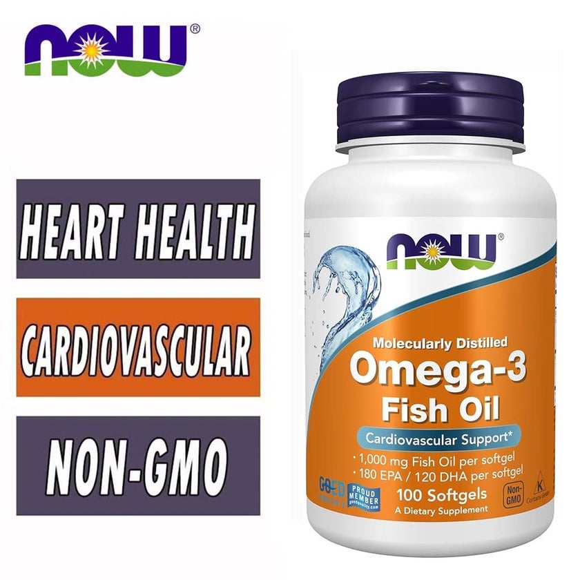 Now Omega 3 1000mg Fish Oil Softgels, Pack of 100's