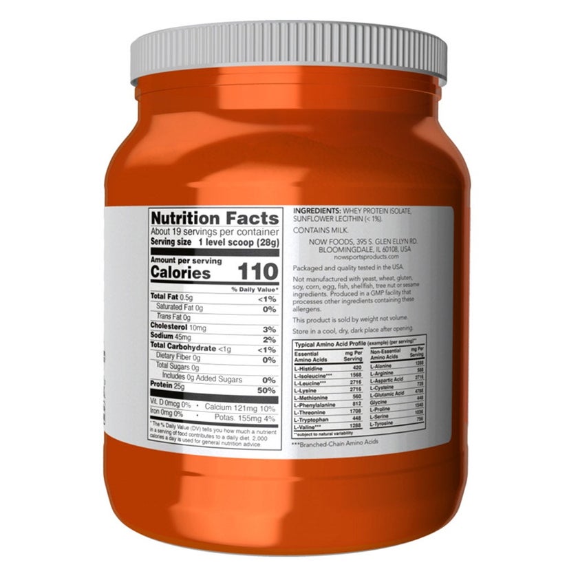 Now Whey Protein Isolate Protein Powder With BCAAs 1.2lbs