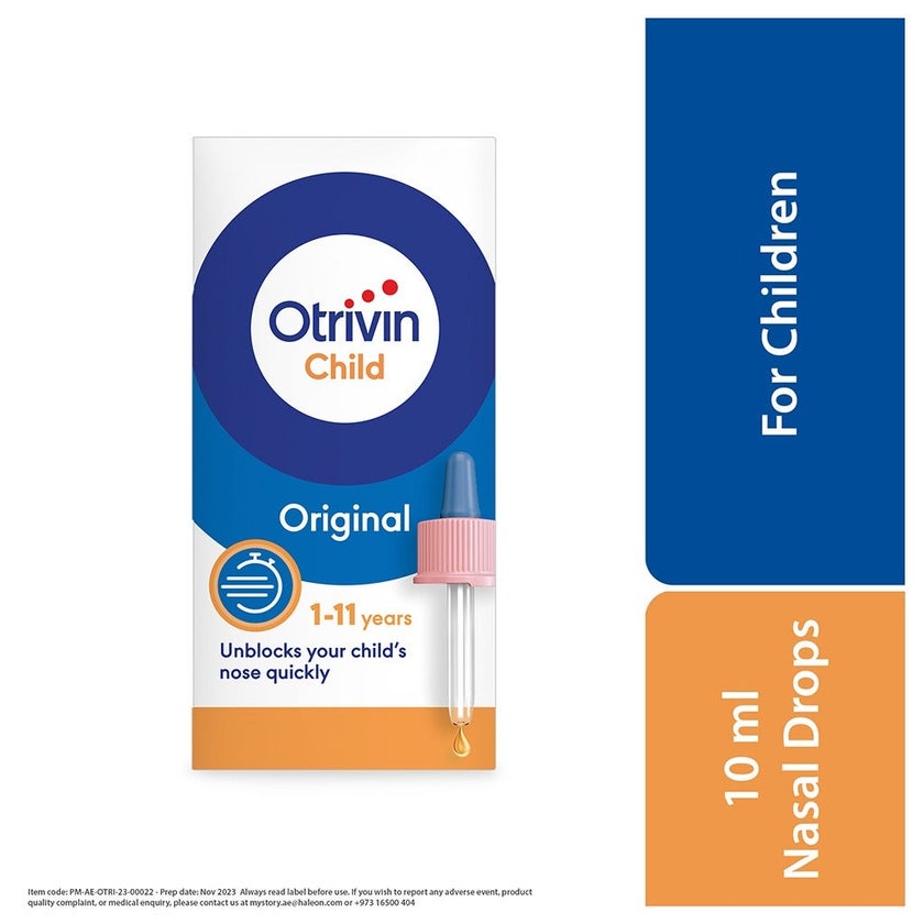 Otrivin Original 0.05% Children's Nasal Drops For Blocked Nose 10ml