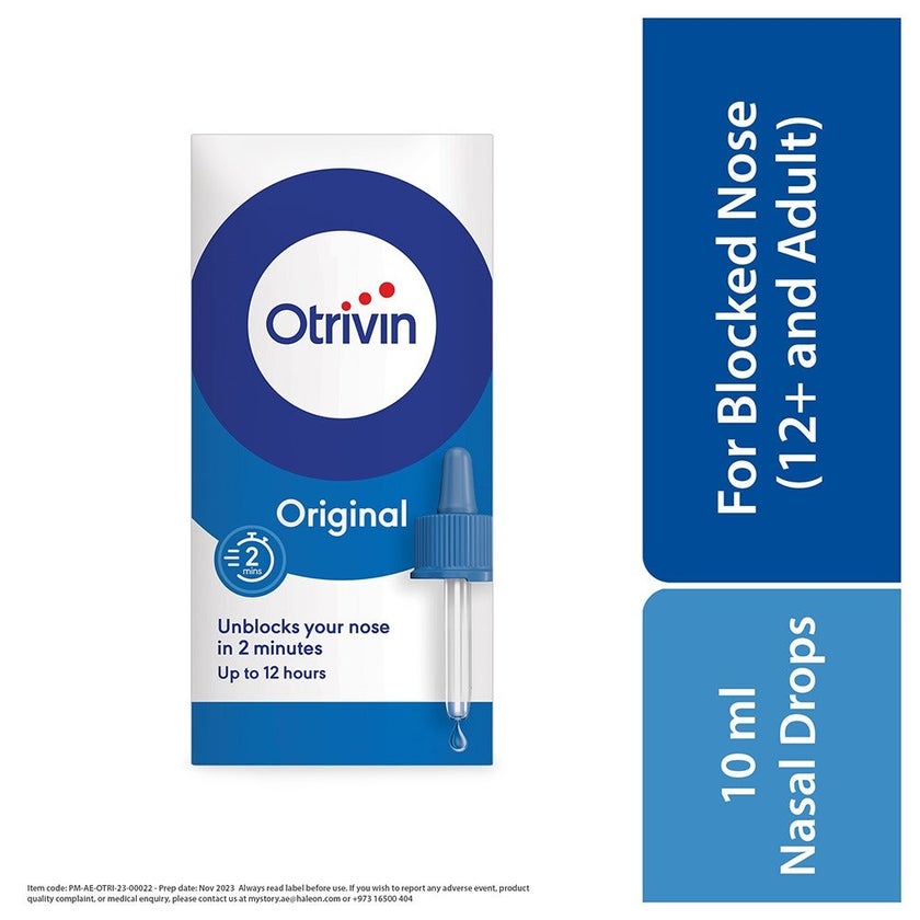 Otrivin Original 0.1% Adult Nasal Drops For Blocked Nose 10ml