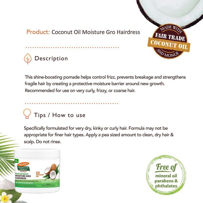 Palmer's Coconut Oil Moisture Gro Hairdress 150g