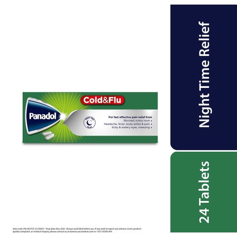 Panadol Cold & Flu - NIGHT Tablets For Fever, Cold & Flu, Pack of 24's