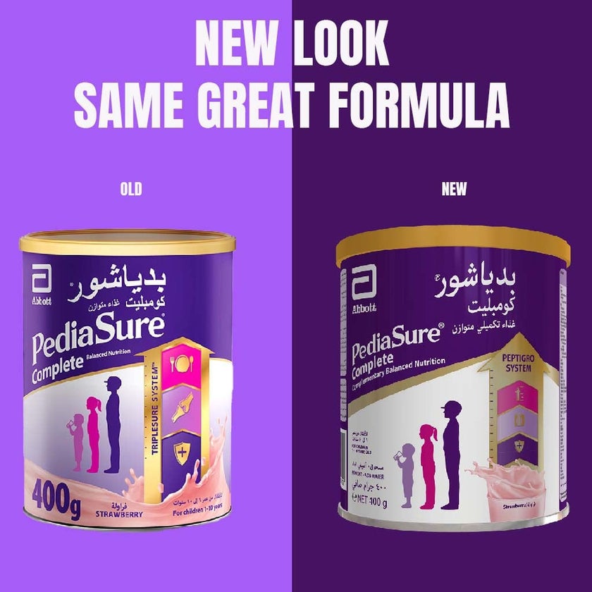 PediaSure Complete Peptrigro Growing Up Children's Milk Formula For 1 To 10 Years Strawberry Flavour 400g