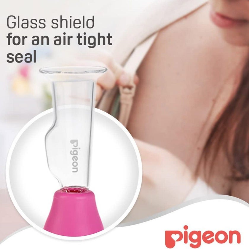 Pigeon Breast Care Pump With Glass Shield - Pink