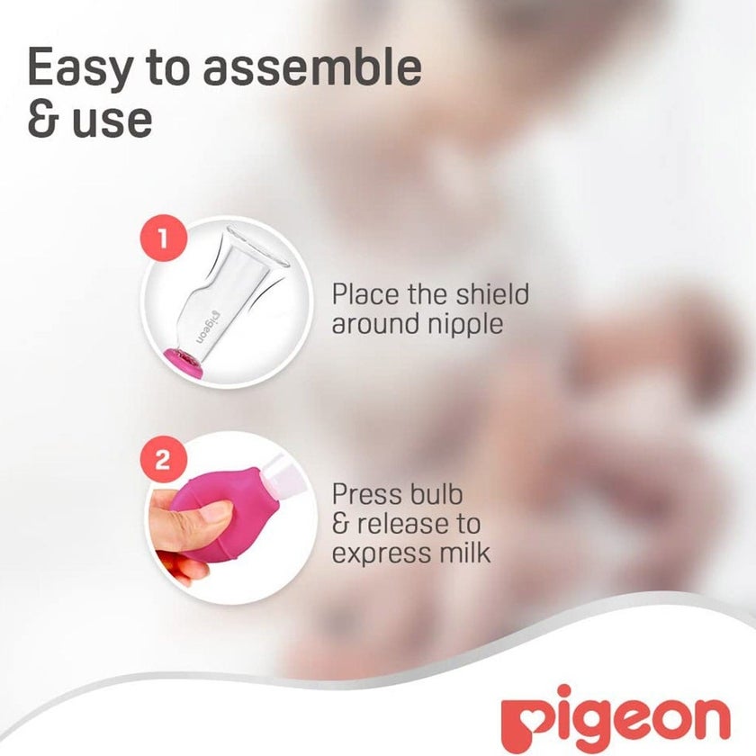 Pigeon Breast Care Pump With Glass Shield - Pink