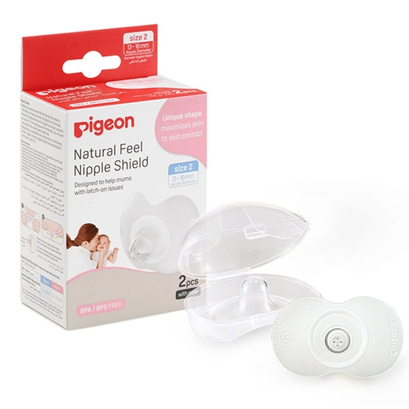 Pigeon Natural Feel Nipple Shield With Case, Size 2: 13 To 16mm, Pack of 2's