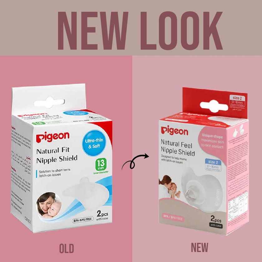 Pigeon Natural Feel Nipple Shield With Case, Size 2: 13 To 16mm, Pack of 2's