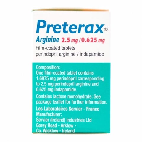 Preterax Arginine 2.5mg/0.625mg Tablets, Pack of 30's