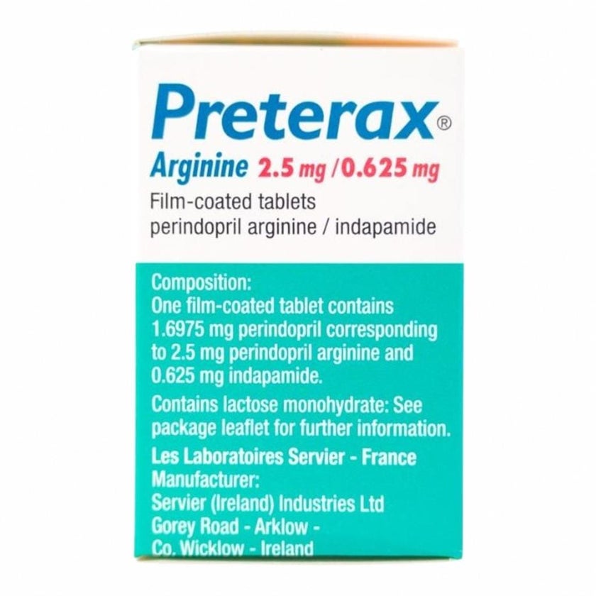 Preterax Arginine 2.5mg/0.625mg Tablets, Pack of 30's