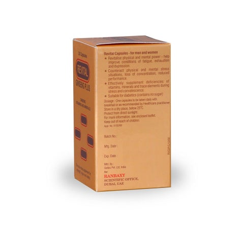 Revital Adult Multivitamin Supplement Capsules With Ginseng, Pack of 30's